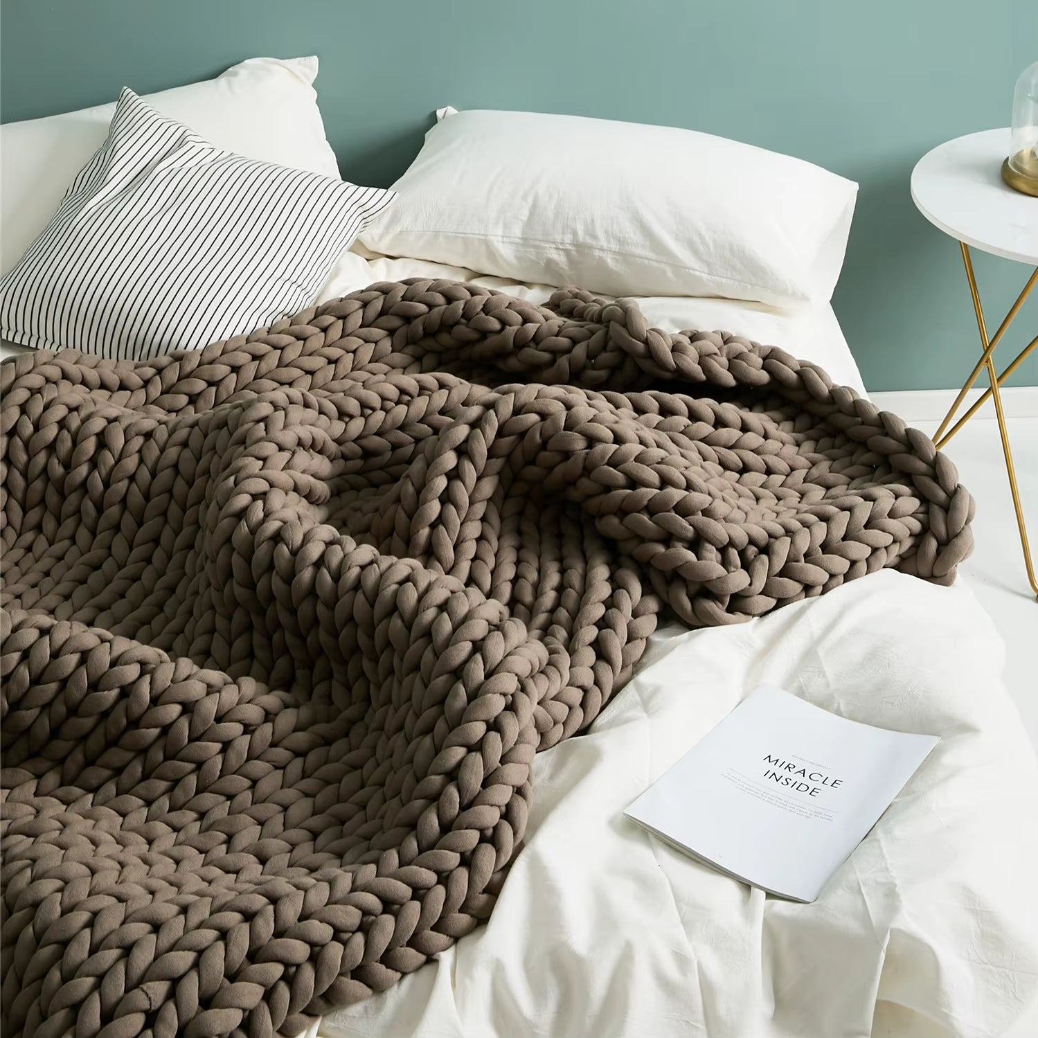 Knitted Throw Weighted Blanket Super Soft Cozy Warm Chunky 100% Polyester Solid American Style 1Piece/Opp Bag Top Grade 1Pcs