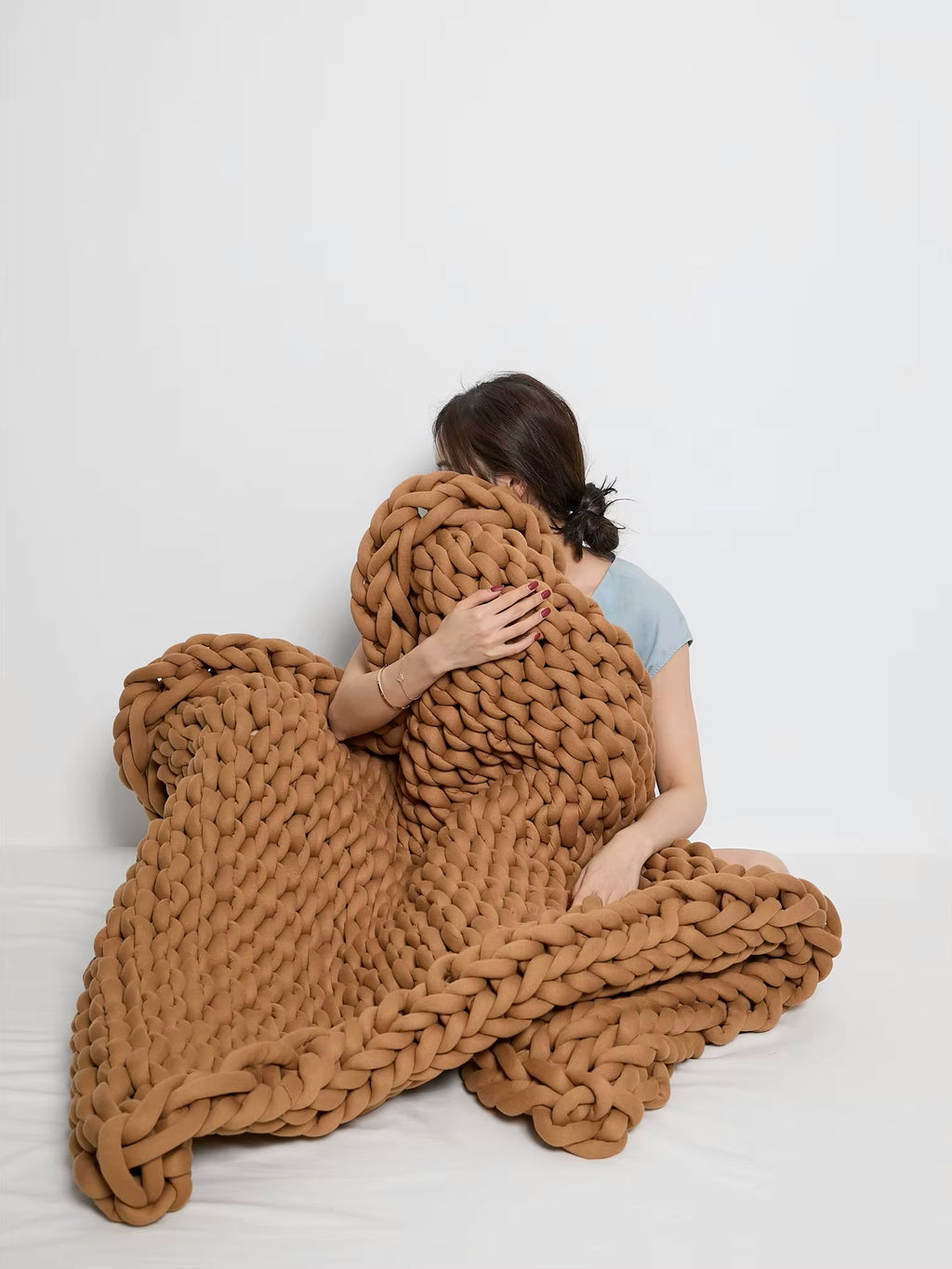 Knitted Throw Weighted Blanket Super Soft Cozy Warm Chunky 100% Polyester Solid American Style 1Piece/Opp Bag Top Grade 1Pcs