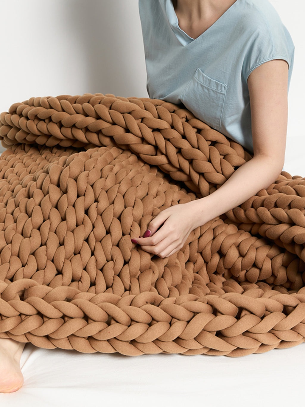 Knitted Throw Weighted Blanket Super Soft Cozy Warm Chunky 100% Polyester Solid American Style 1Piece/Opp Bag Top Grade 1Pcs