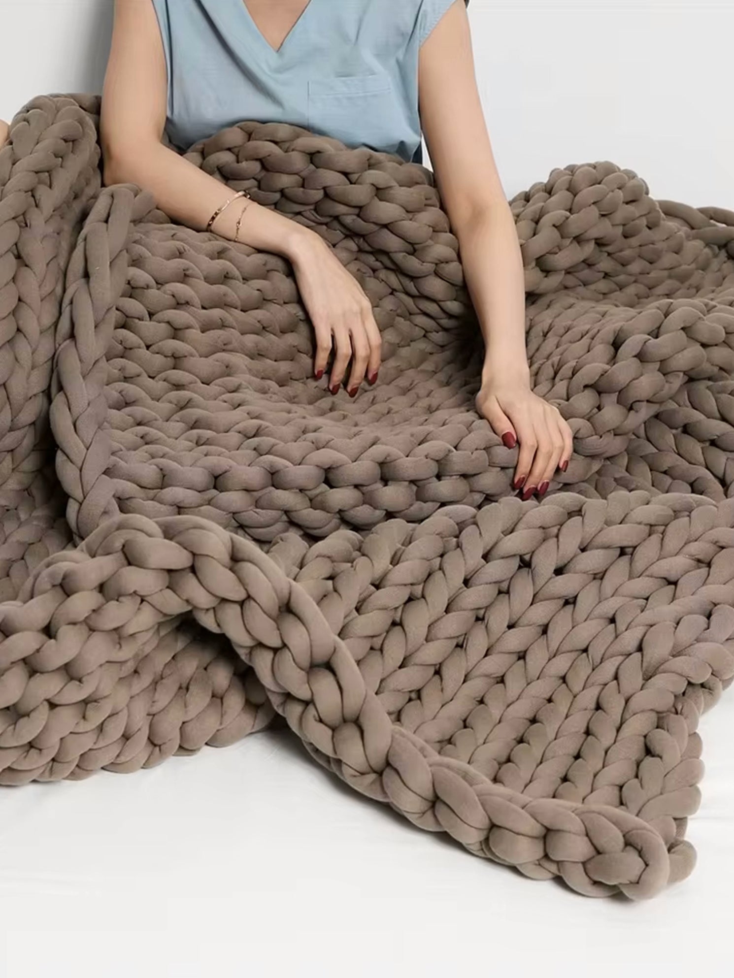Knitted Throw Weighted Blanket Super Soft Cozy Warm Chunky 100% Polyester Solid American Style 1Piece/Opp Bag Top Grade 1Pcs